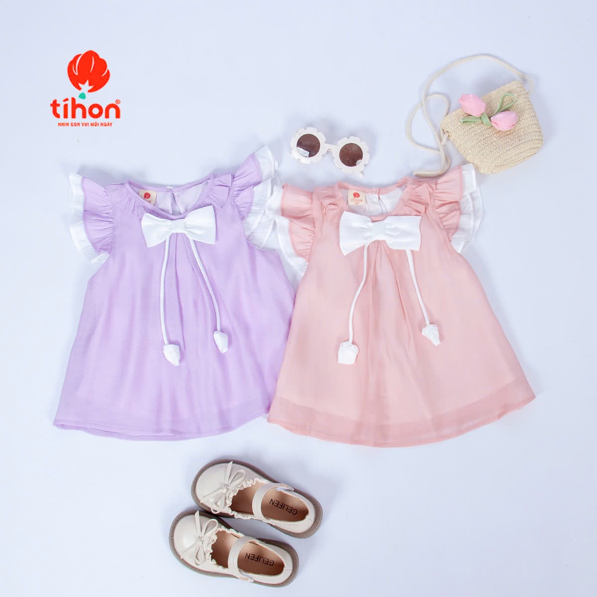 Set bộ BG đính nơ, CV ngắn 106
