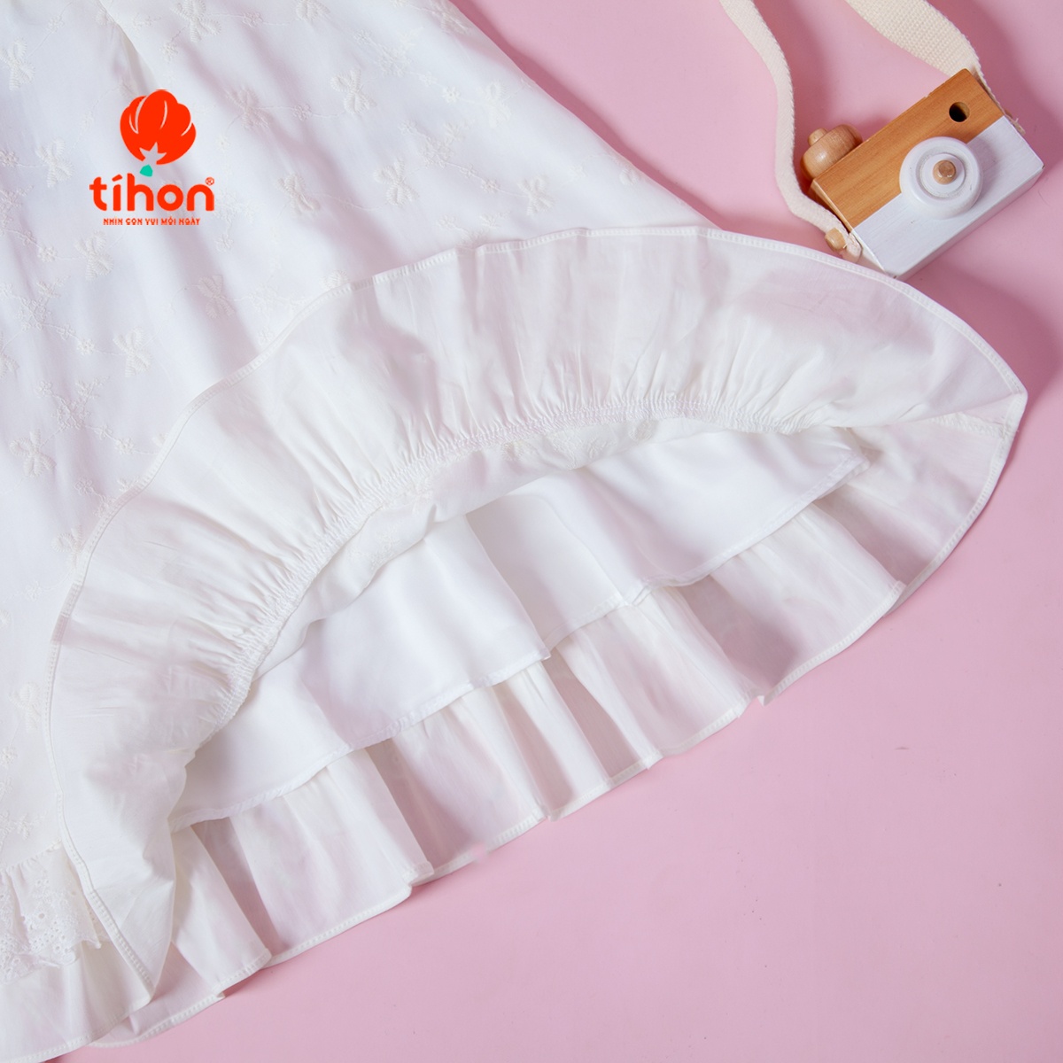 Váy bé gái cổ yếm đính nơ 906