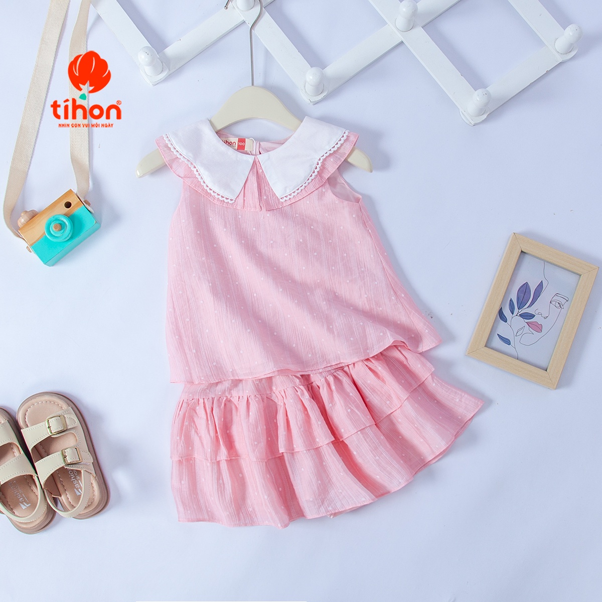 Set bộ BG sát nách, Chân váy bèo nhún 106