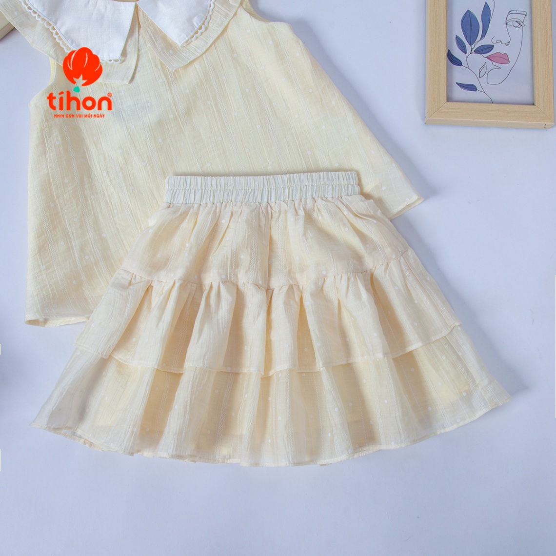 Set bộ BG sát nách, Chân váy bèo nhún 106