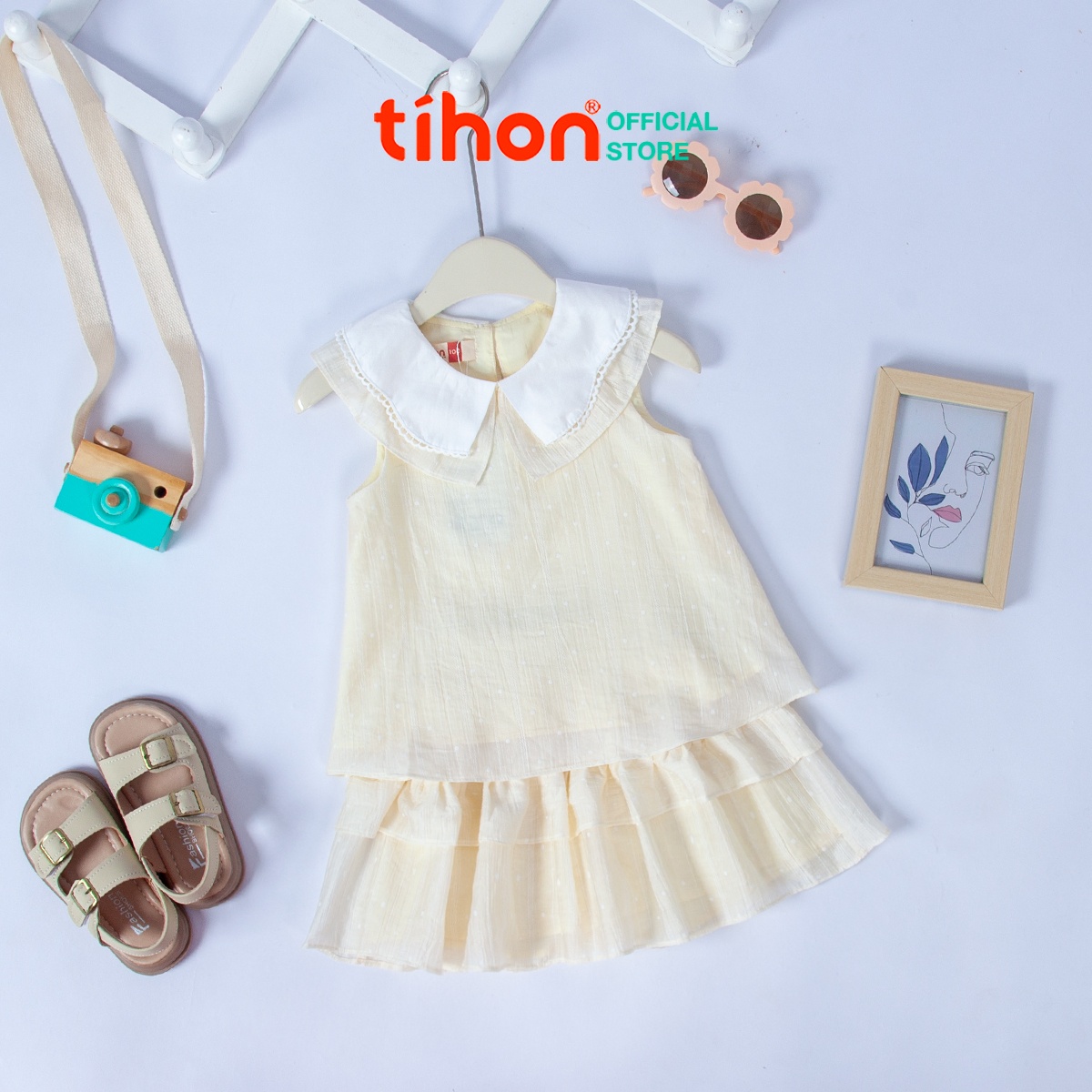 Set bộ BG sát nách, Chân váy bèo nhún 106