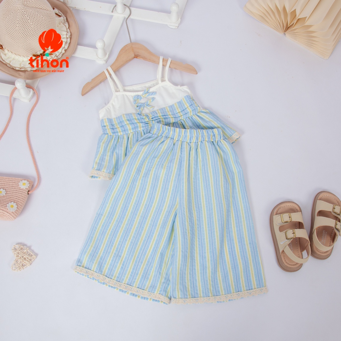 Set bộ BG hai dây, Quần ống suông 904