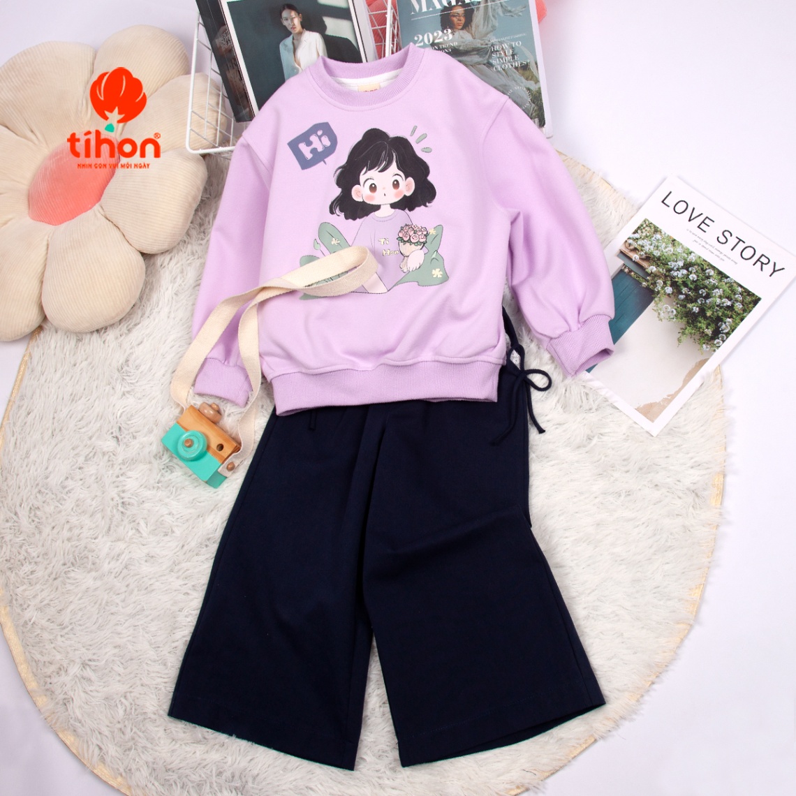 Quần BG ống suông đính nơ 116