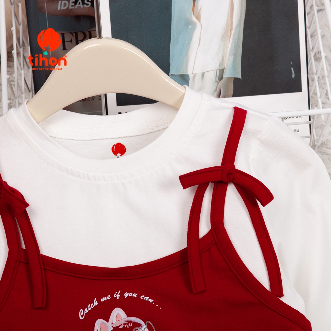 Áo thun BG đính nơ in họa tiết 906