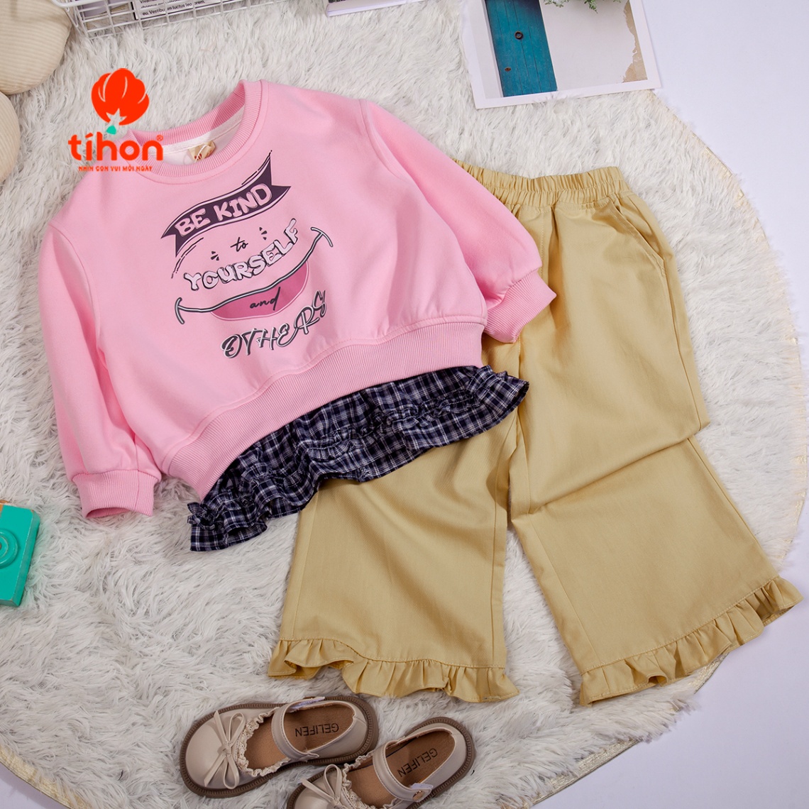 Áo BG dài tay phối kẻ in HT 116