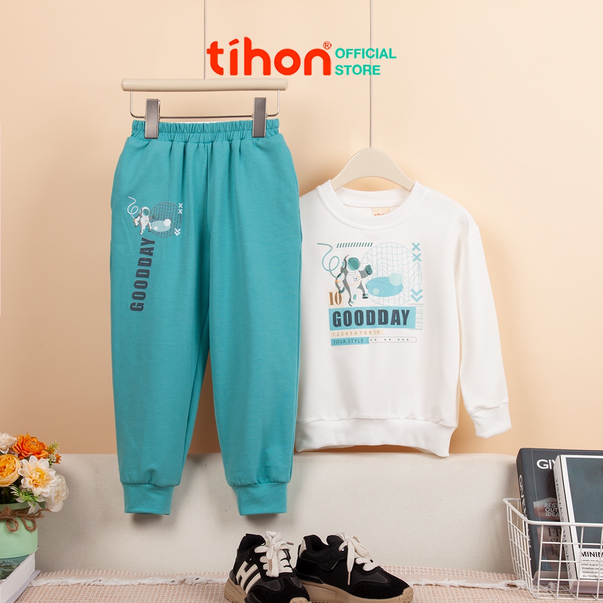 Set bộ bé trai dài tay in trang trí 906