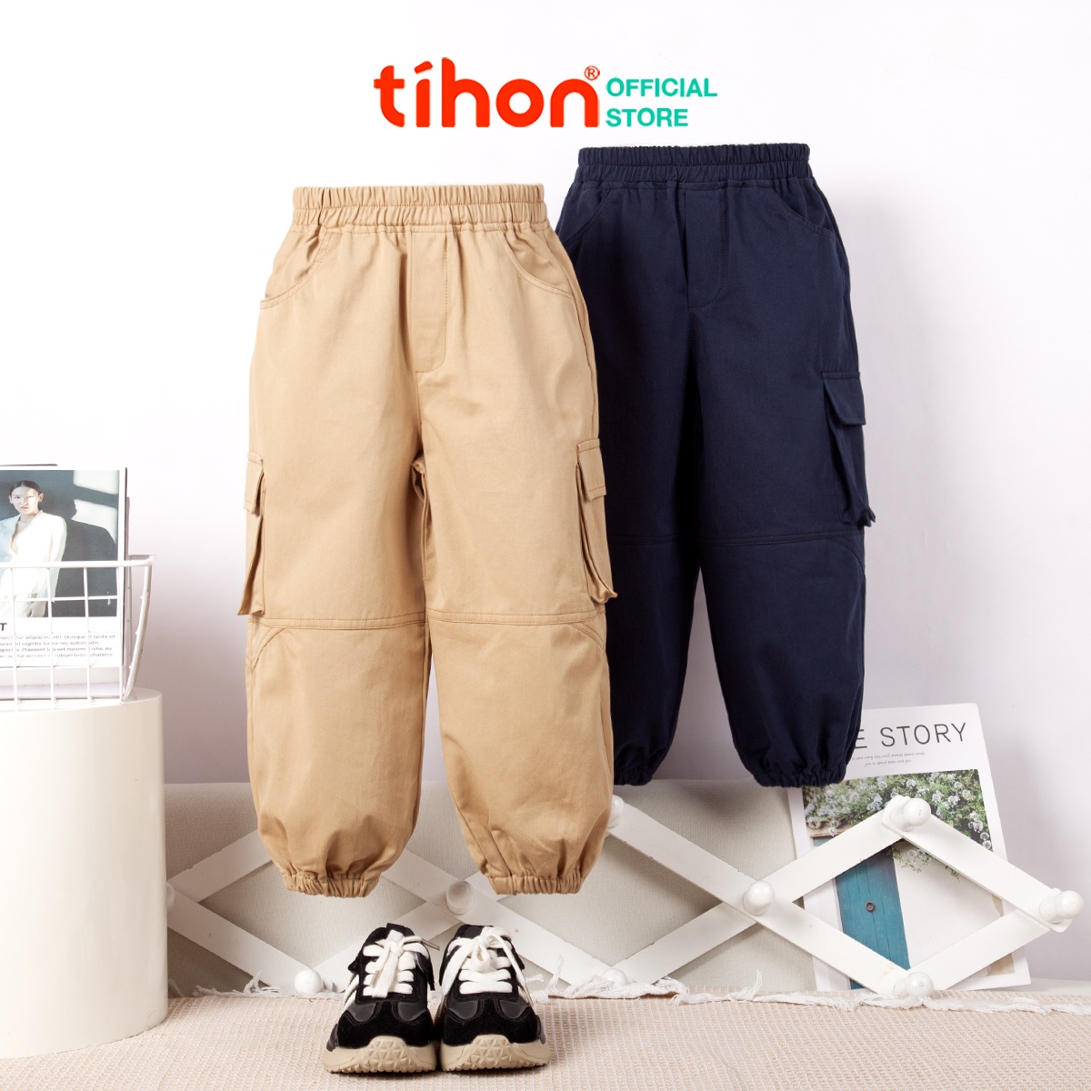 Quần kaki bé trai chun gấu 115