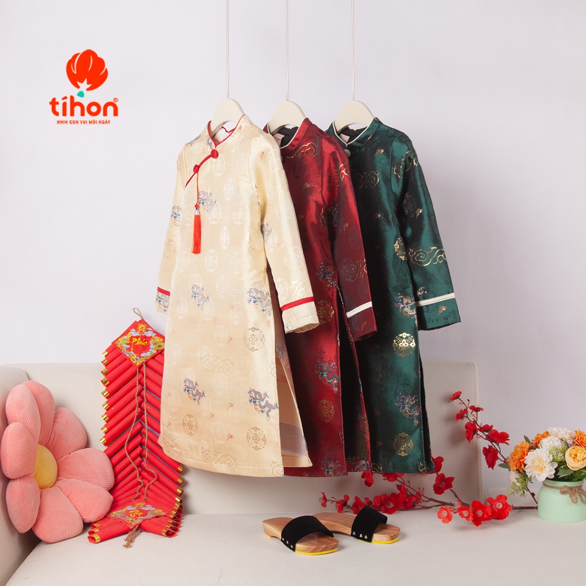 Áo dài bé trai đính khánh 906