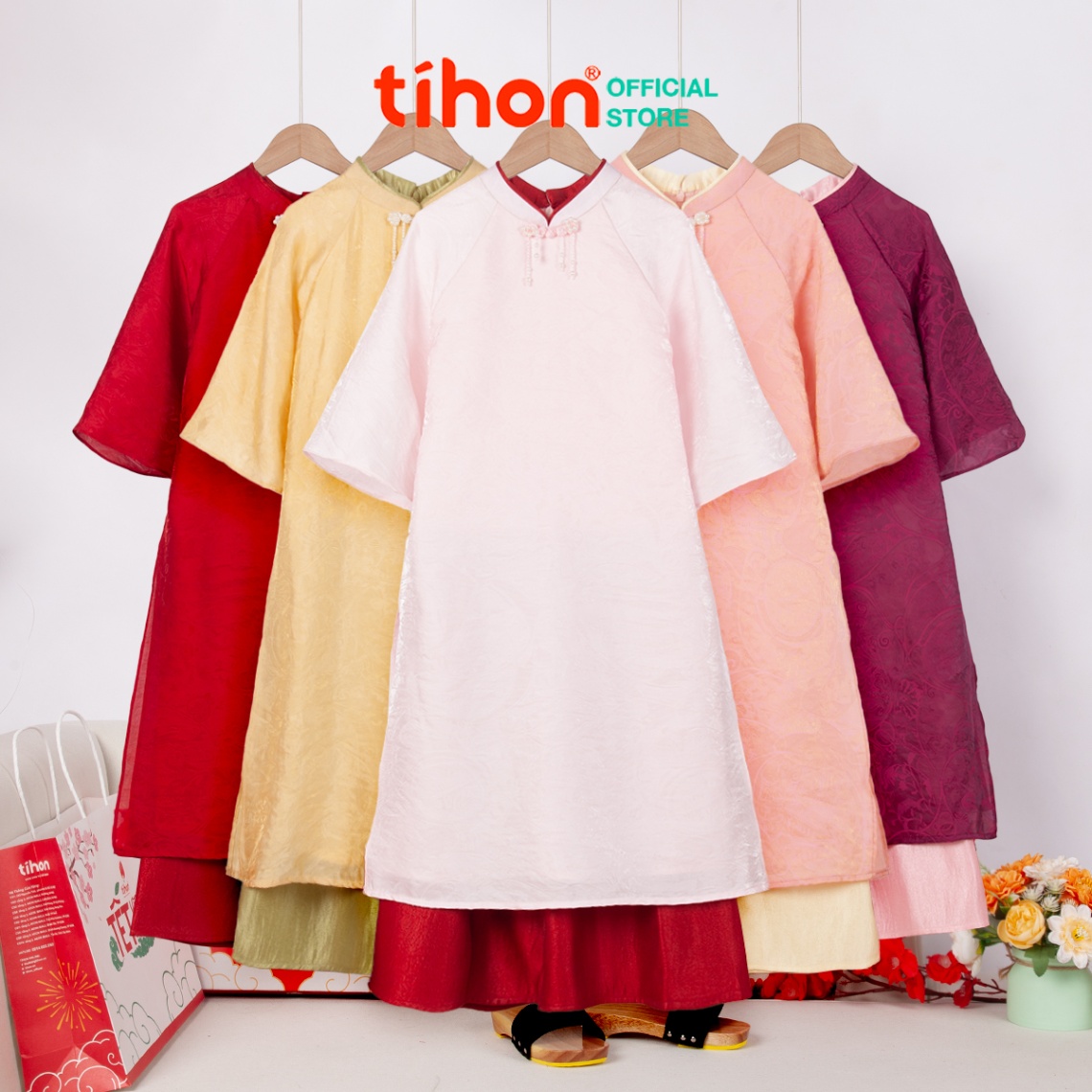 Set bộ áo dài BG cúc trang trí 906