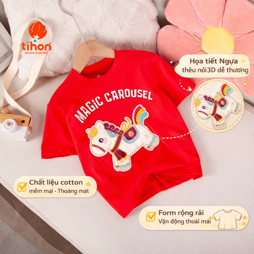 Áo cotton bé trai, bé gái đáp ngựa 906