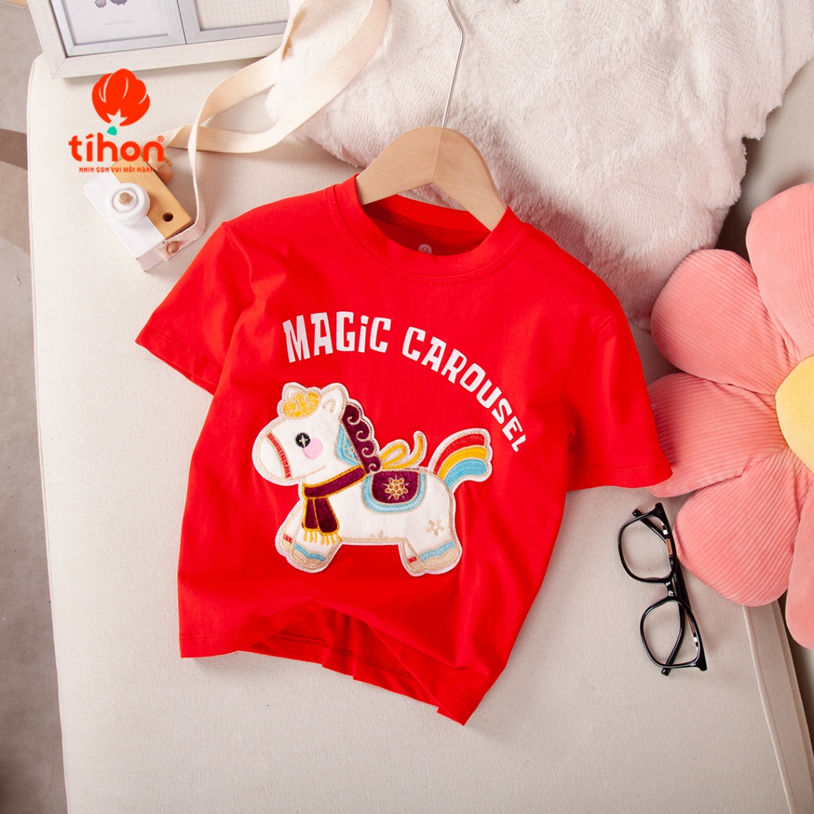 Áo cotton bé trai, bé gái đáp ngựa 906
