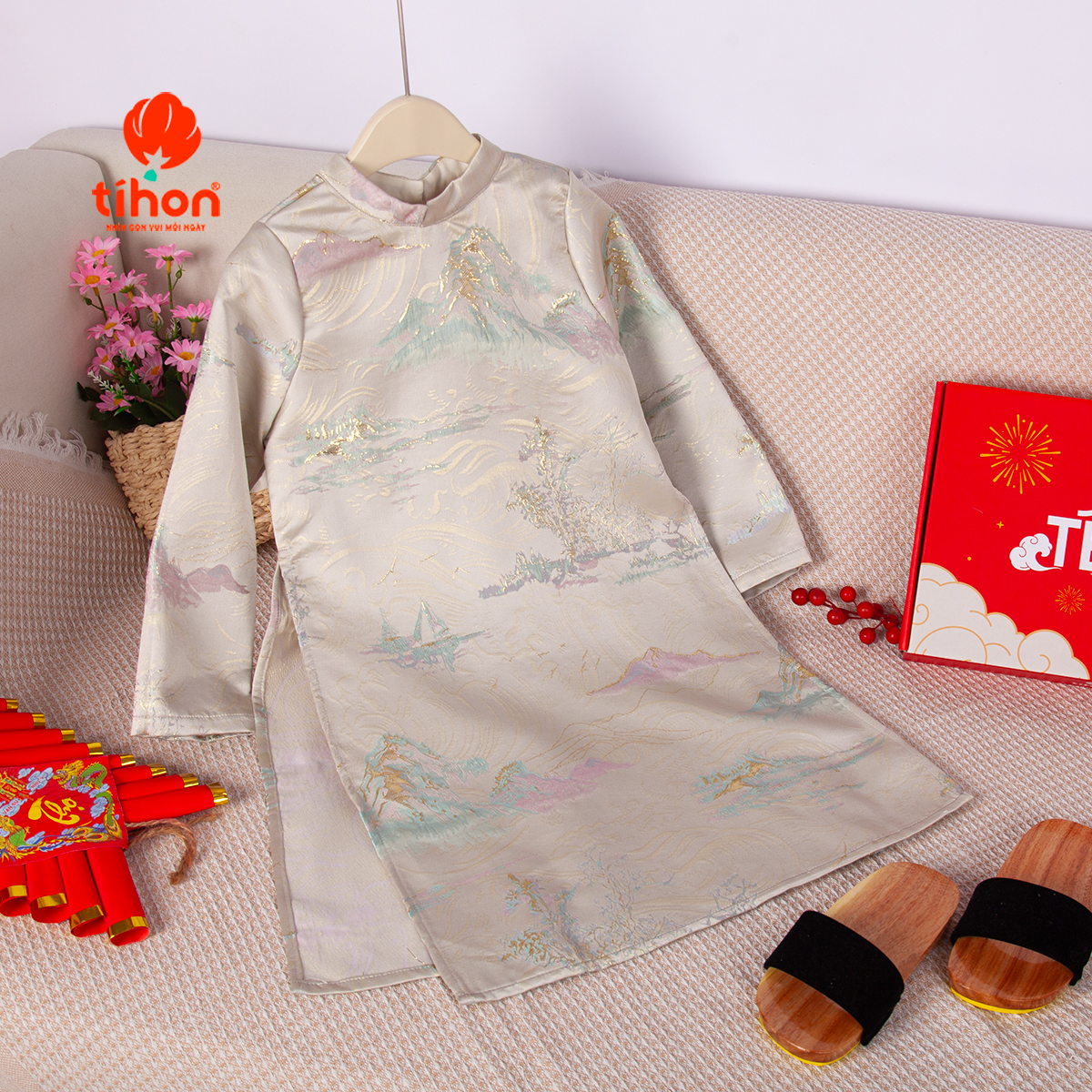 Áo dài bé trai sơn thủy 906