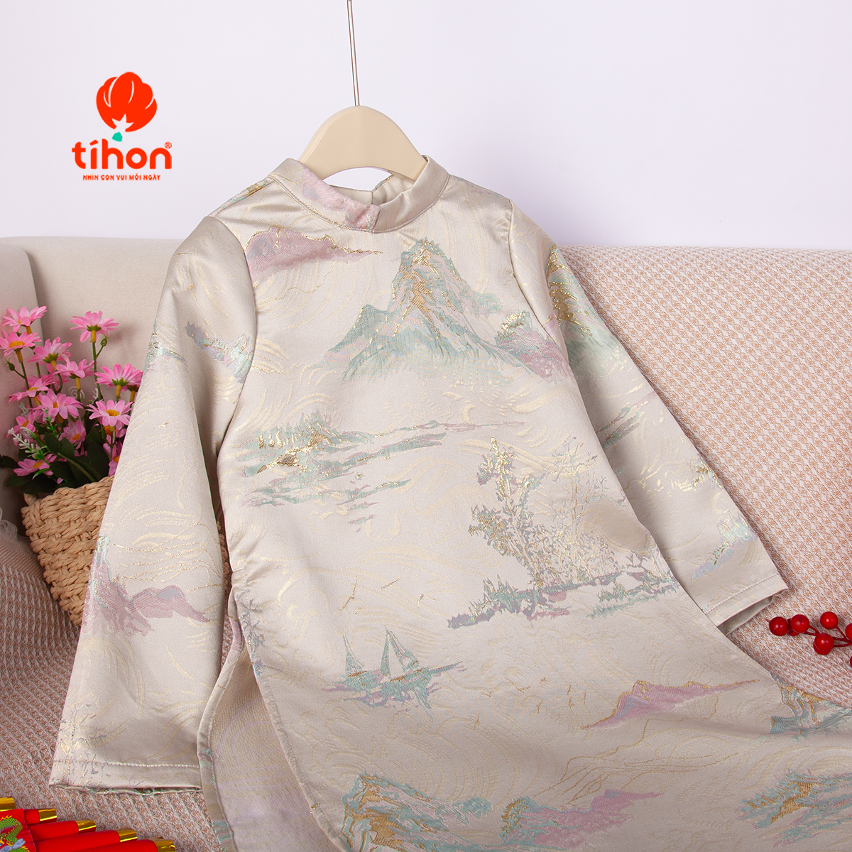Áo dài bé trai sơn thủy 906