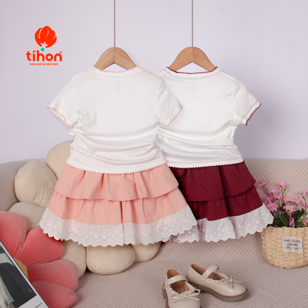 Set bộ BG cộc tay chân váy 2 tầng 106