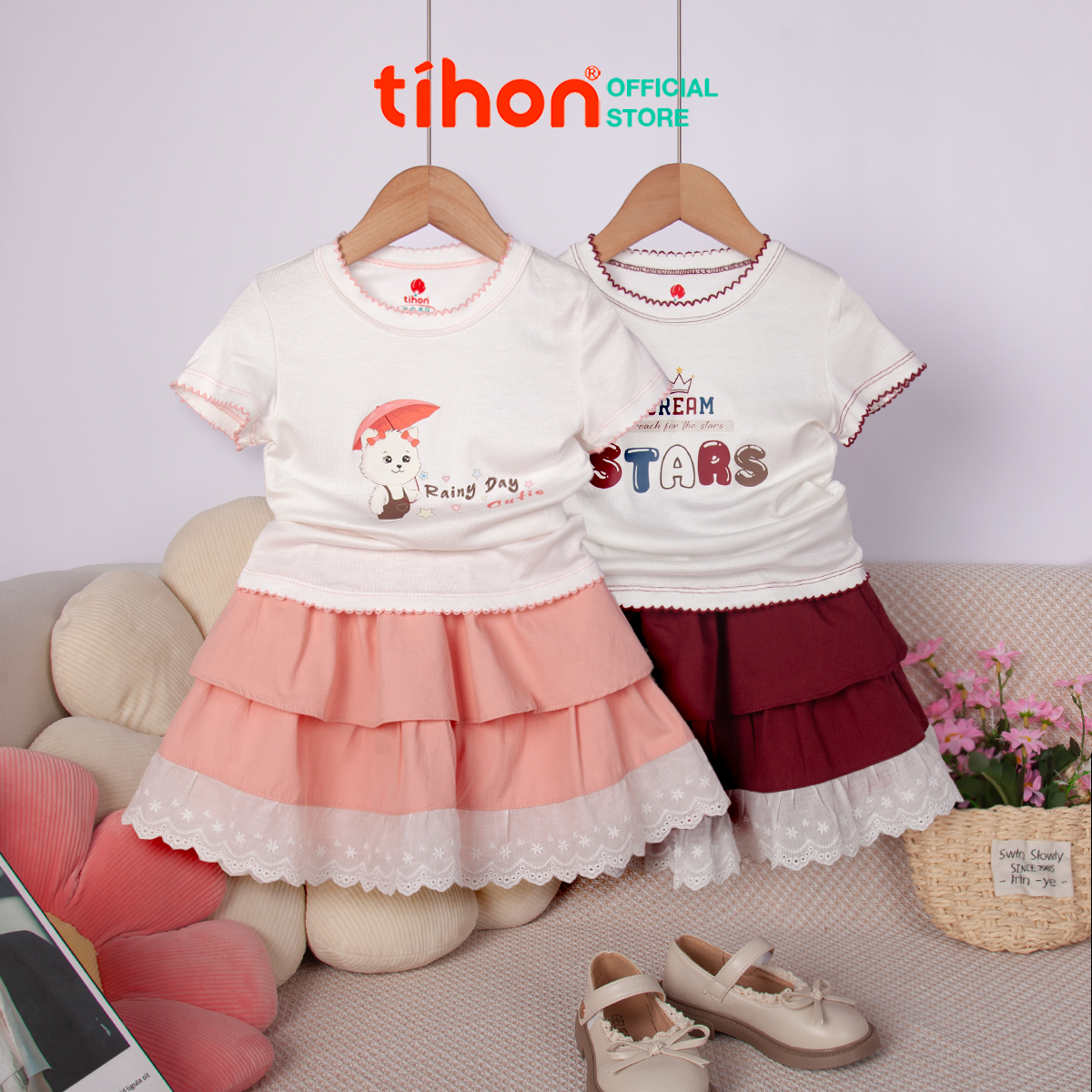 Set bộ BG cộc tay chân váy 2 tầng 106