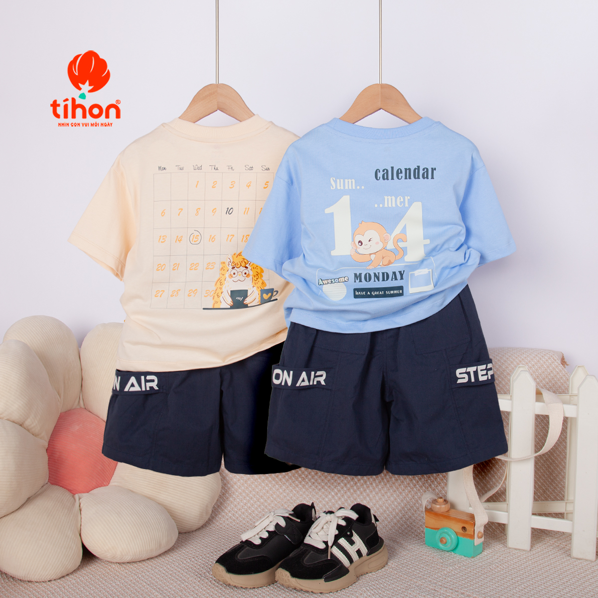 Set bộ bé trai cộc tay in hình 105