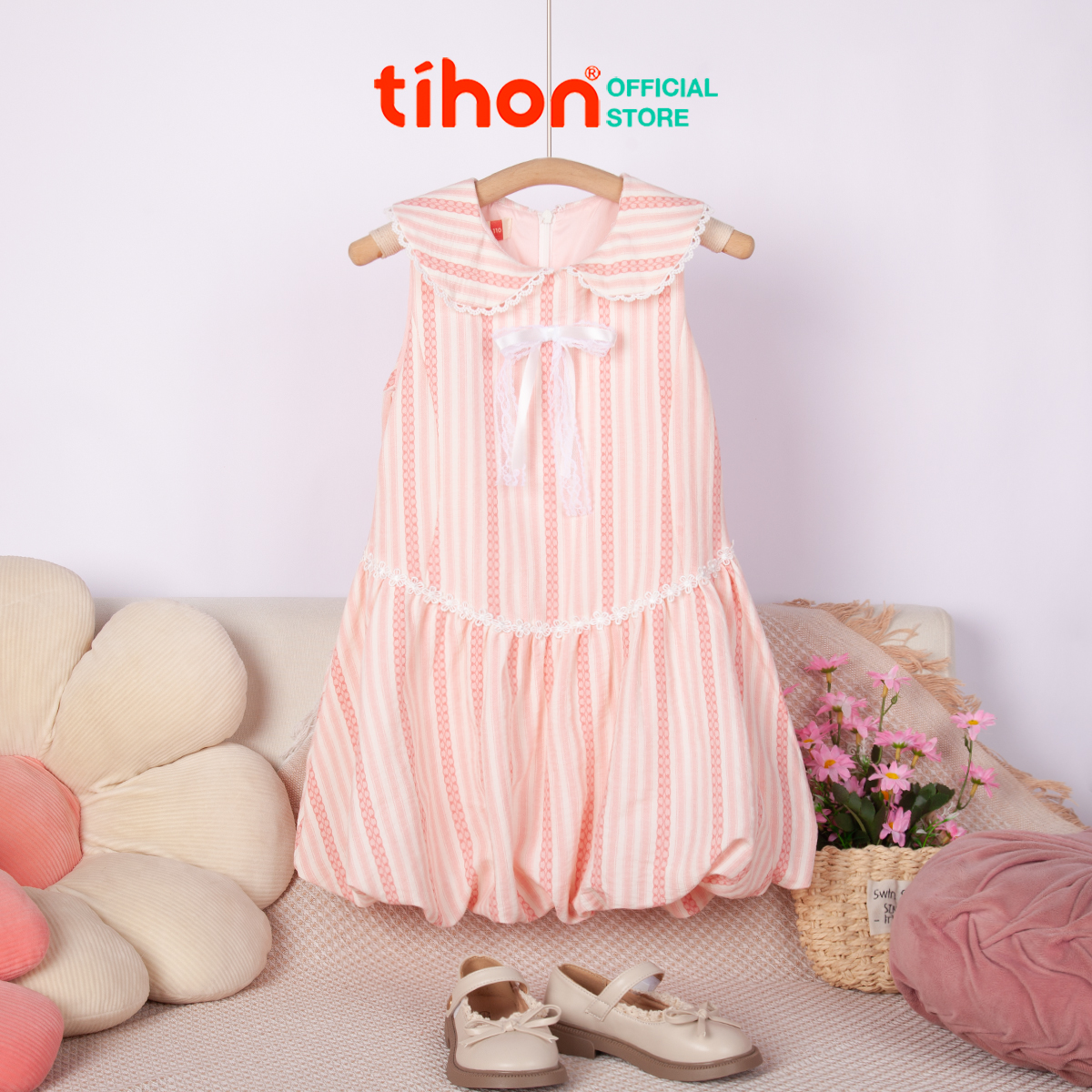 Váy BG sát nách cổ sen đính nơ 905