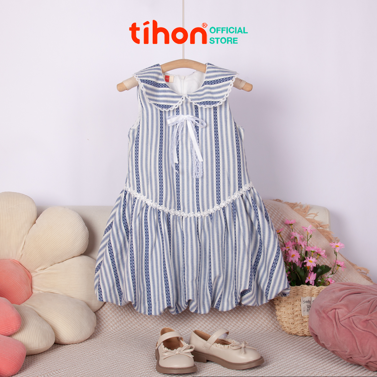Váy BG sát nách cổ sen đính nơ 905