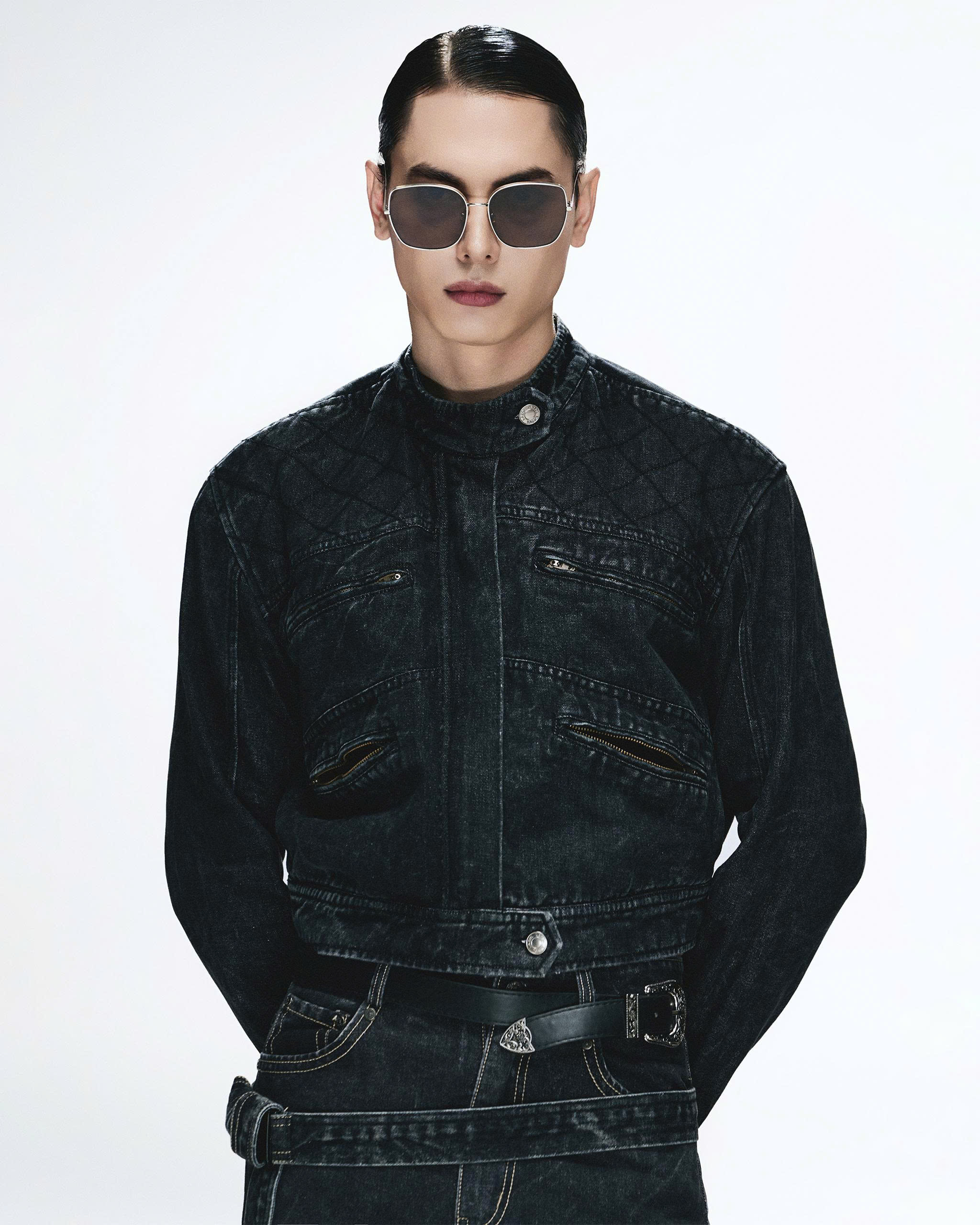 MOCK RACER JACKET ( FADED BLACK )