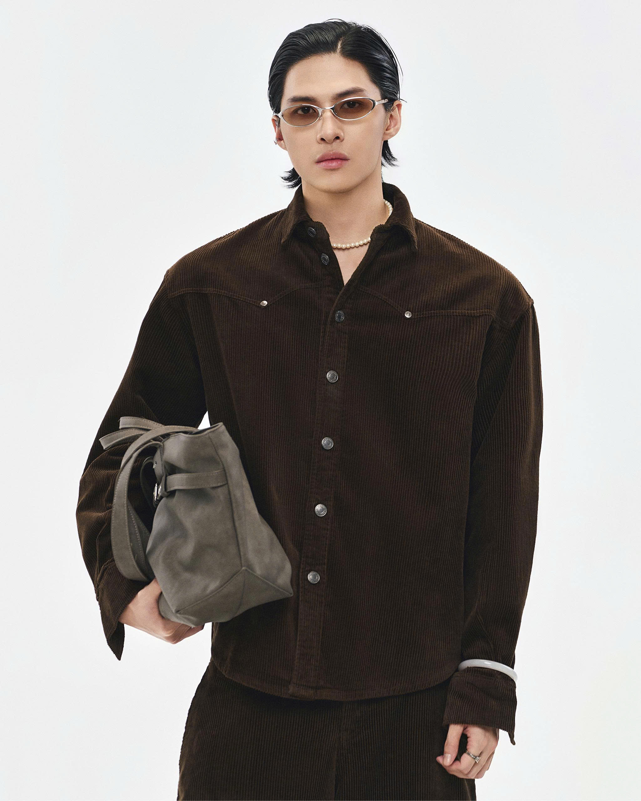 QUIET CORD SHIRT ( MOSS BROWN )