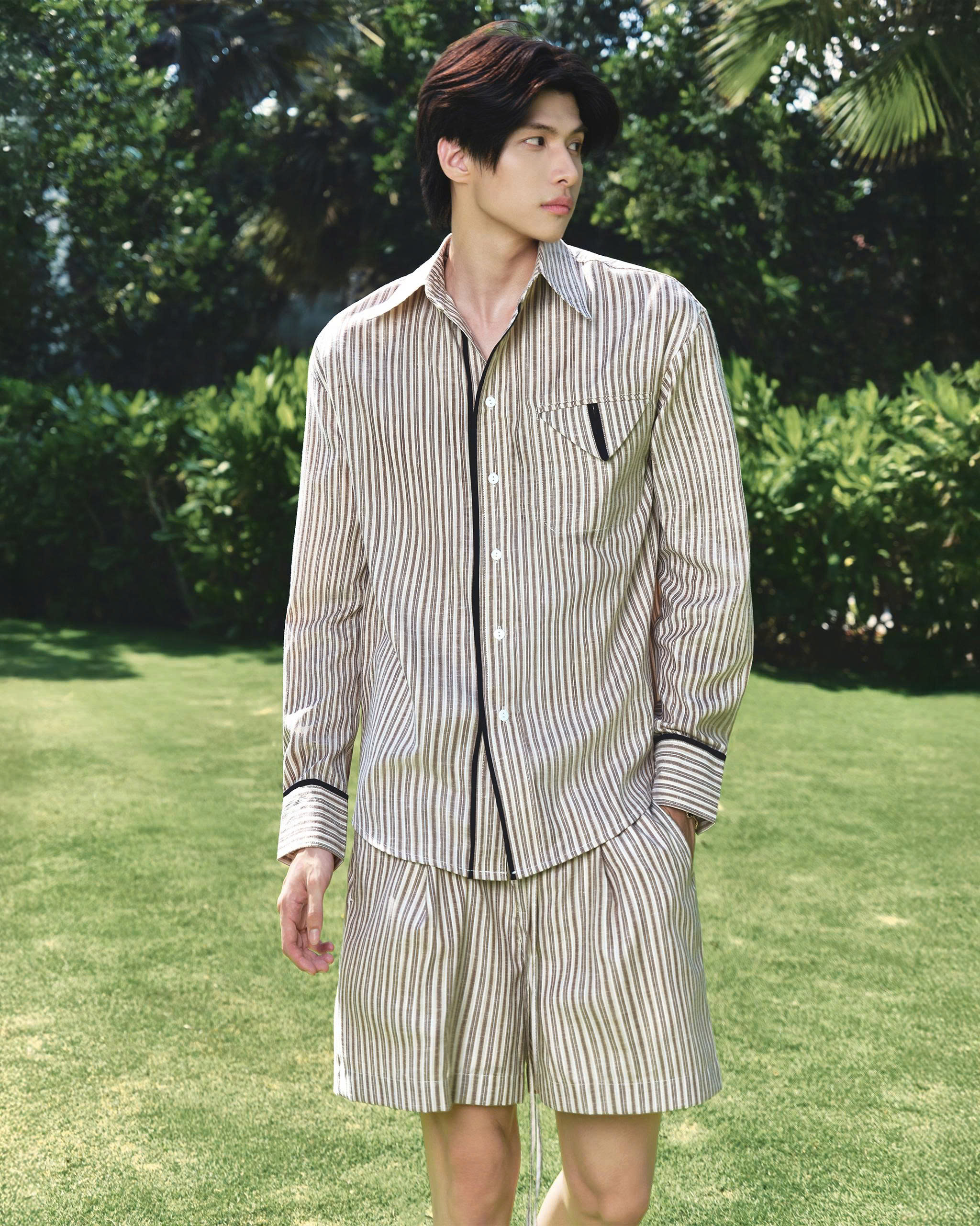 PYJAMAS CLUB SHIRT ( SỌC NÂU )