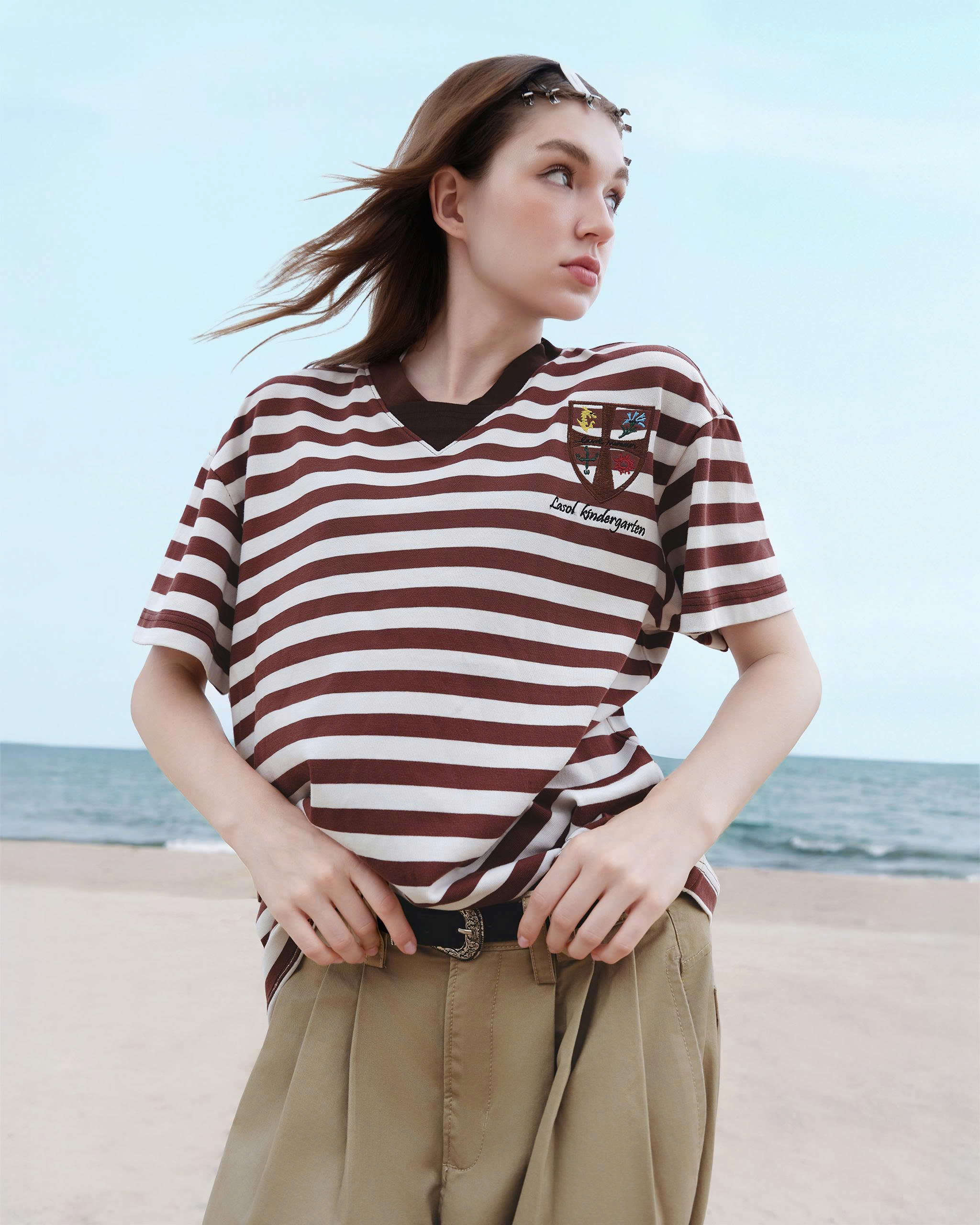 UNIFORM T-SHIRT ( SỌC NÂU )
