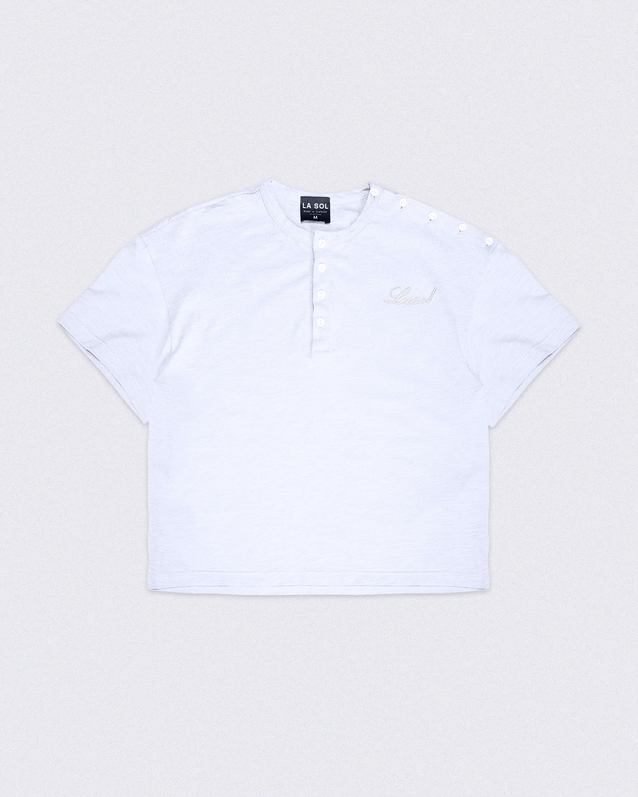 HENLEY SHOULDER BUTTON T-SHIRT ( TRẮNG )