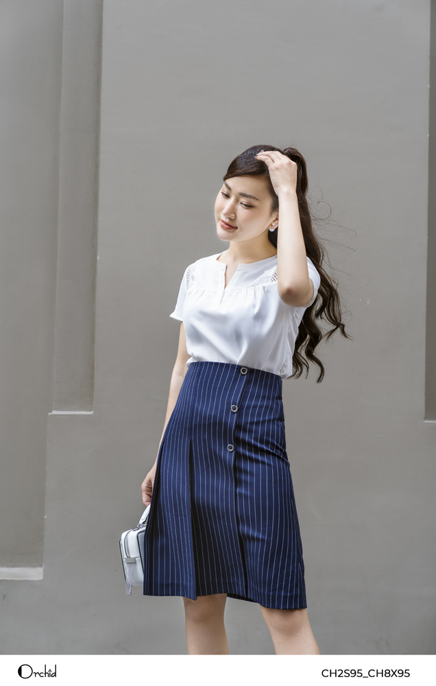 CH8X95-Juyp Twill Silk Kẻ Trắng