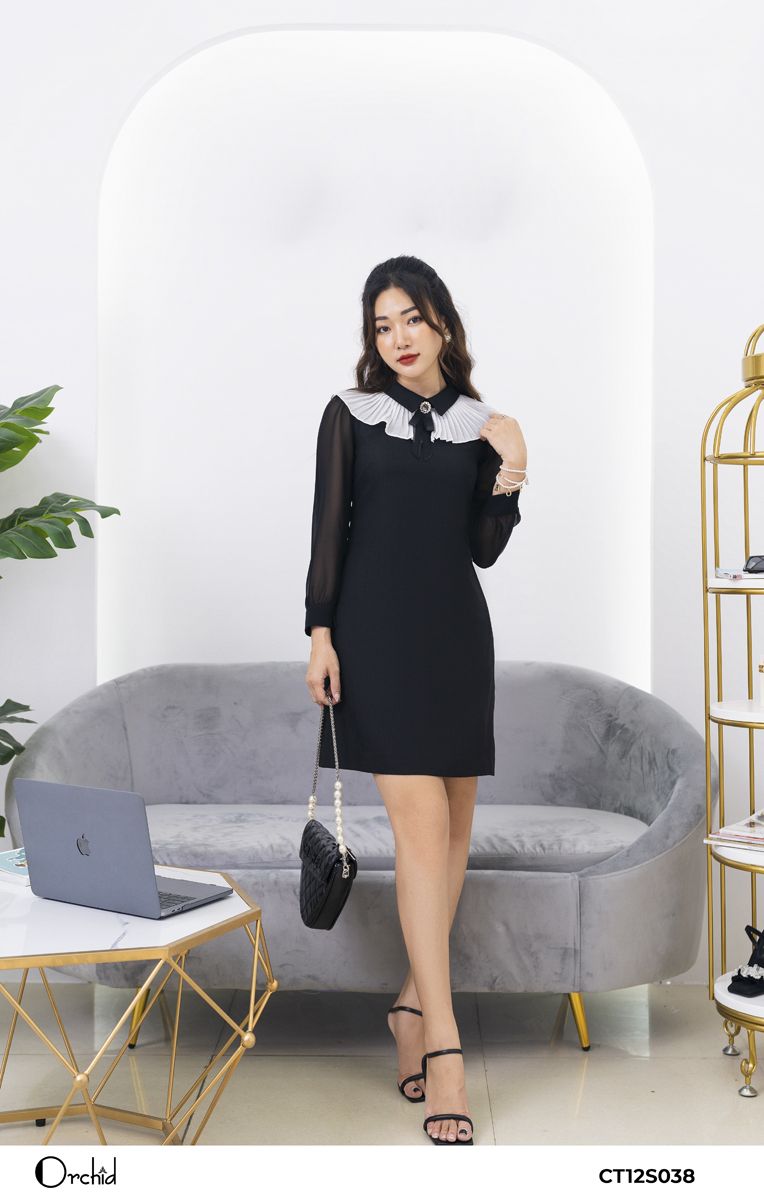 CT12S038 - Đầm crep đen