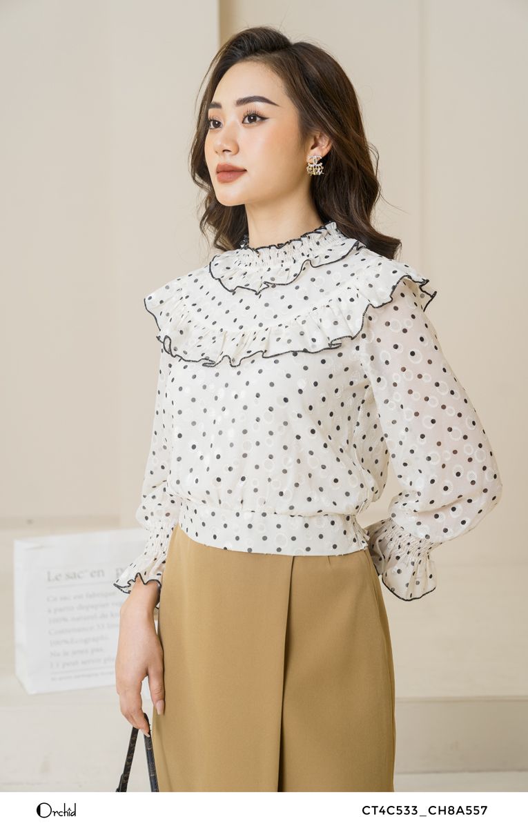 CT4C533 - Aó chifon chấm bi