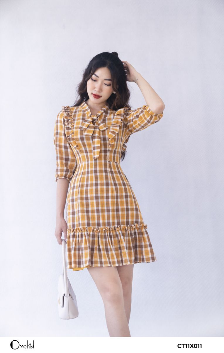 CT11X011 -  Đầm thô kẻ