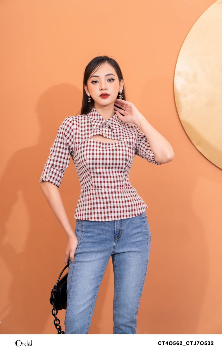 CT4O562- Áo thô kẻ
