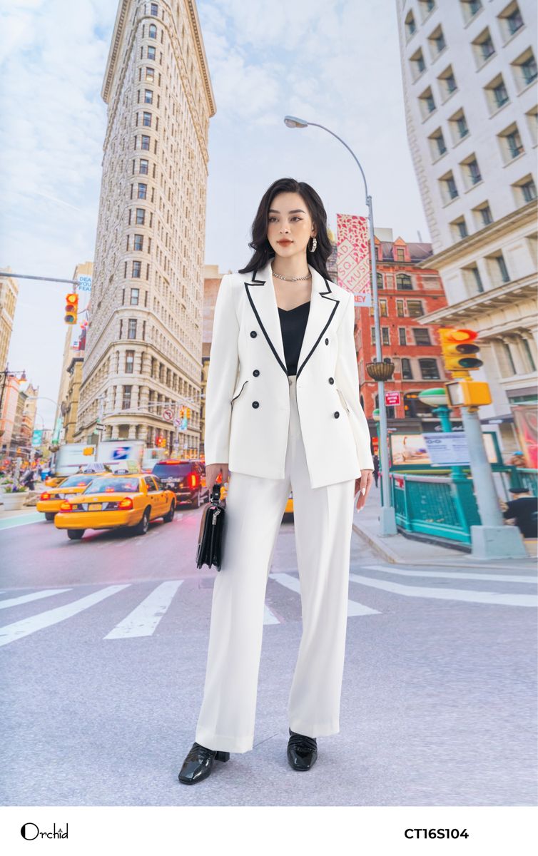 CT16S104 - Bộ vest twill silk trắng