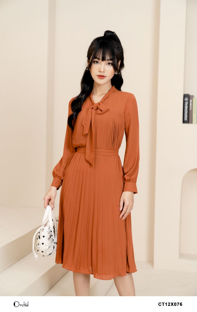 CT12X076-Đầm chiffon dập ly