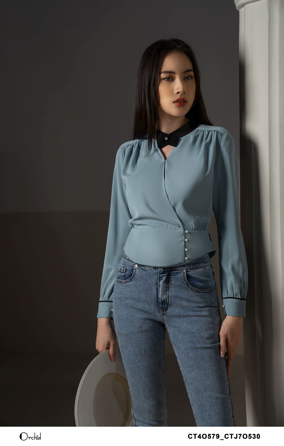 CT4O579- Áo lụa xanh