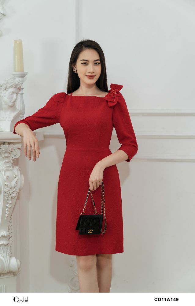 CD11A194 - Đầm xốp đỏ