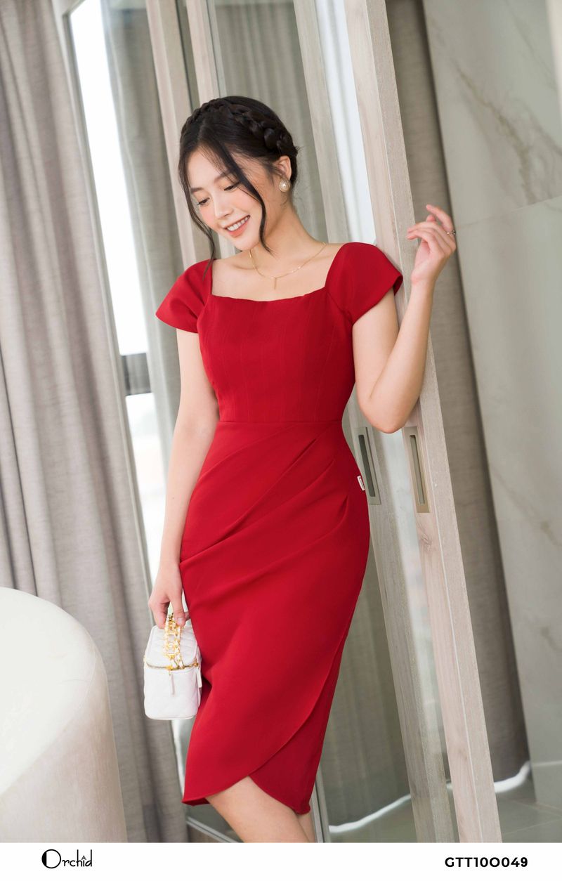 BASIC Đầm chấm bi đỏ đô BD -001 – Evamoda - Thời trang đẳng cấp