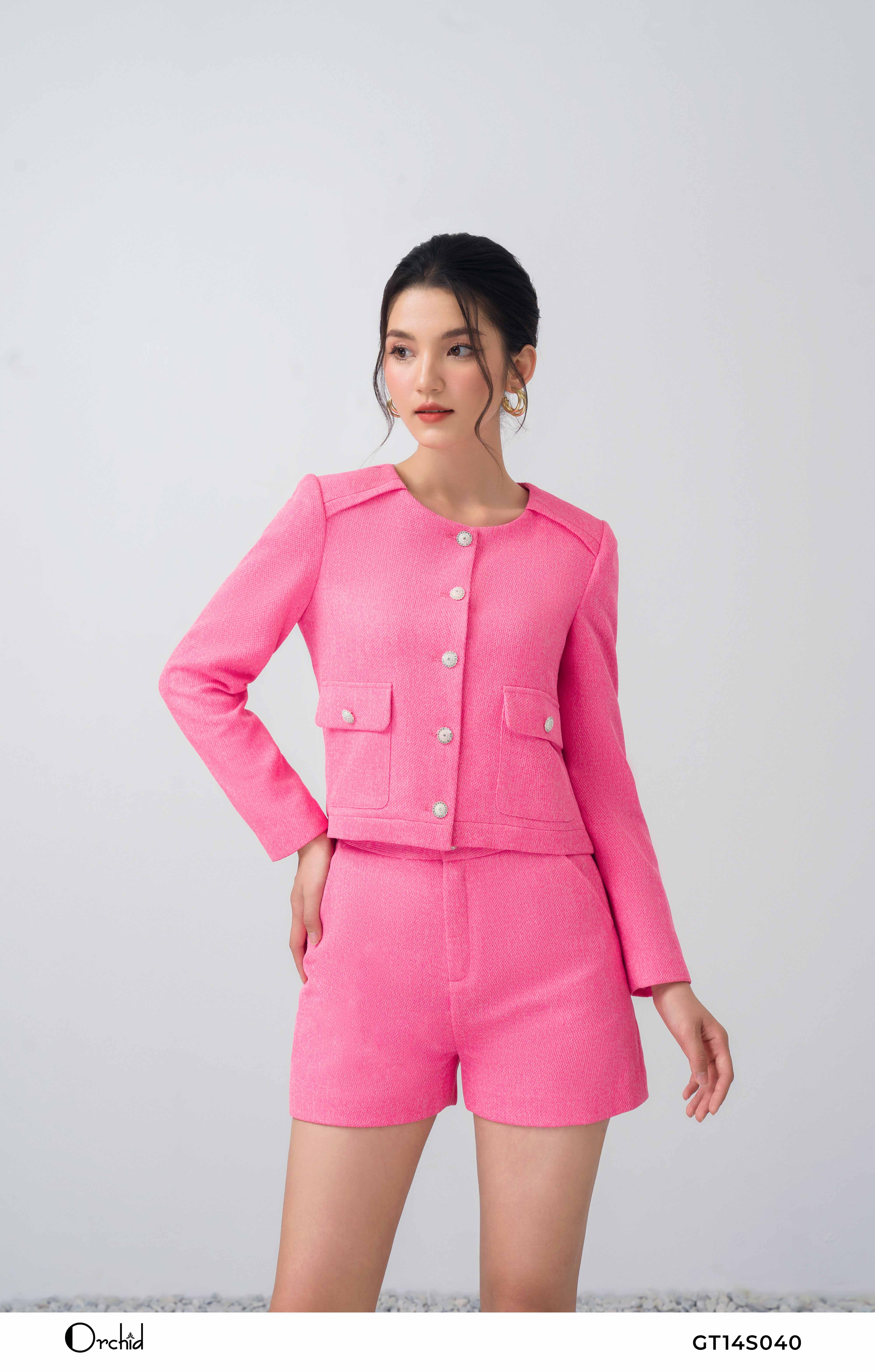 GT14S040 - Bộ da tweed hồng