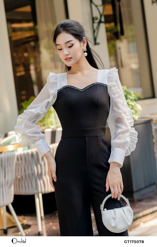 GT17S078 - Jumpsuit twill đen