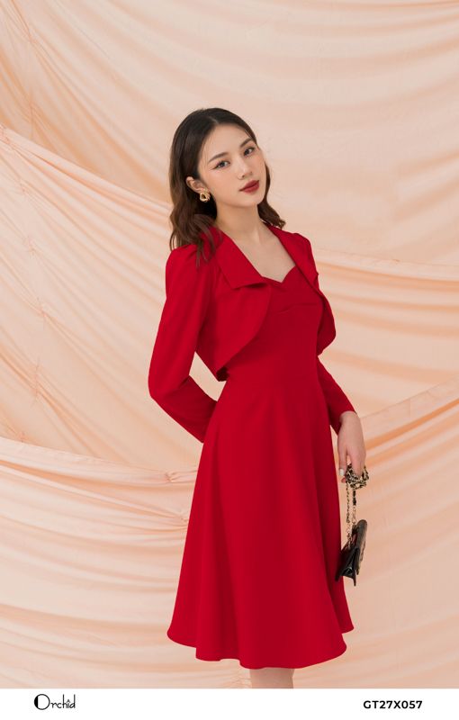 GT27X057 - Bộ twill silk đỏ