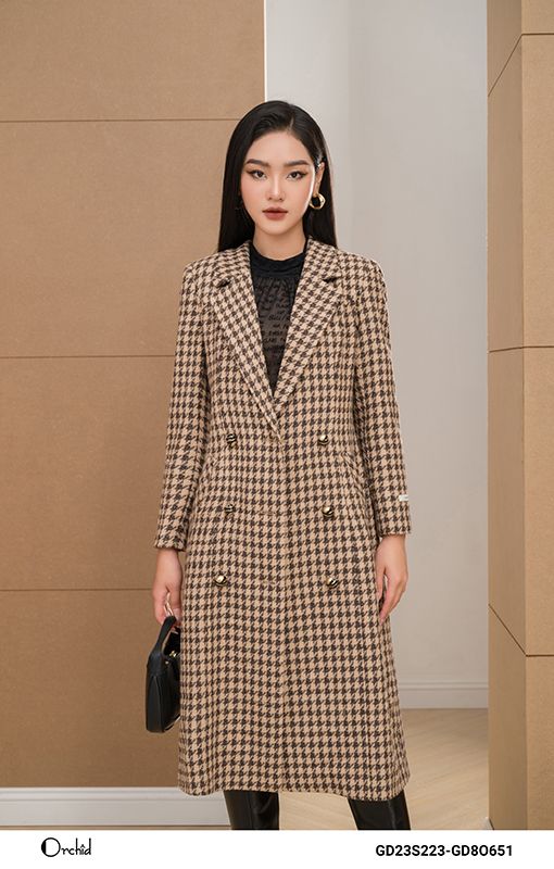 GD23S223- Mangto dạ tweed kẻ