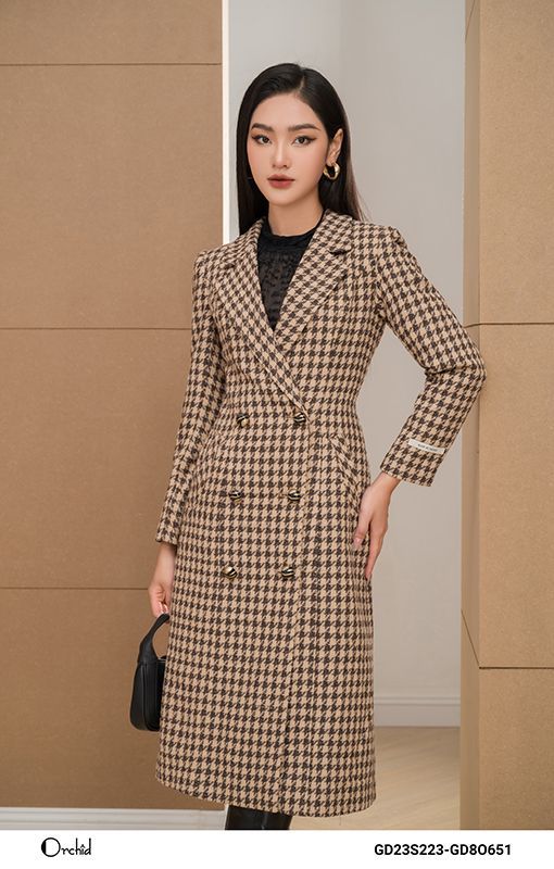 GD23S223- Mangto dạ tweed kẻ