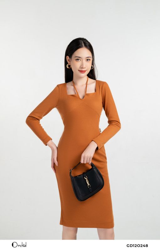GD12O248 - Đầm len tăm 3D
