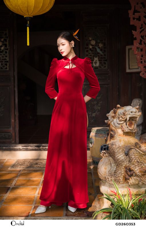 GD26O353 Set b ao dai nhung