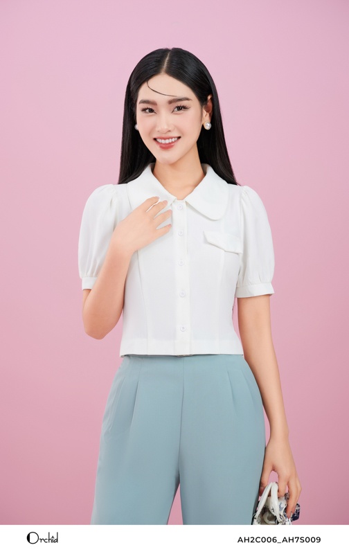 AH2C006 - Áo twill silk trắng