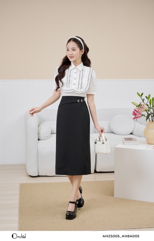 AH2S005 - Áo tằm trắng nhăn họa tiết ren sóng
