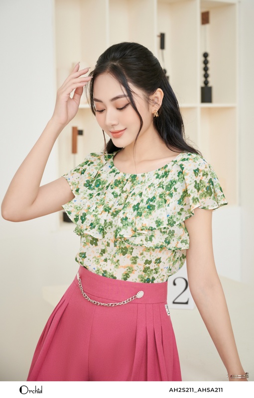 AH2S211 - Áo tơ kẻ,hoa