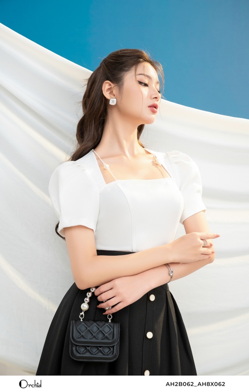 AH2B062 - Áo twill silk trắng