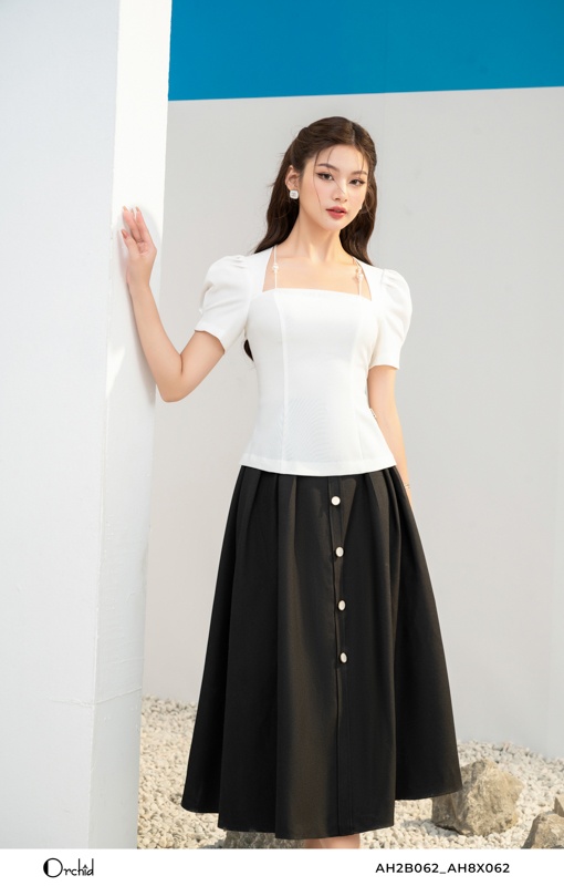 AH2B062 - Áo twill silk trắng