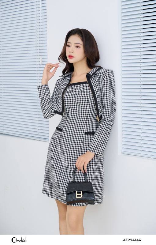 AT27A144- Bộ dạ tweed kẻ